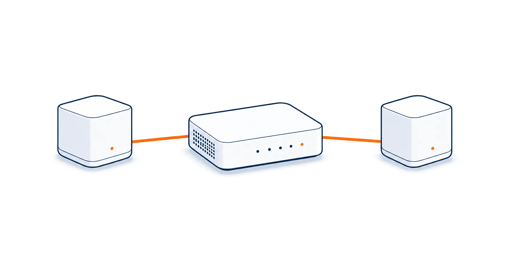 Illustration eines Routers mit Mesh-Verbindung